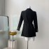 Real shot spot suit dress, women's new style waist cinched Hepburn style small black dress jacket