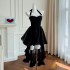 Spring/Summer New Fashionable Hanging Neck Sexy Off Shoulder Perspective Dress Two Piece Set Party Skirt 67889