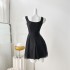 Real time spot black camisole dress for women, new mesh, fluffy fairy, high-end feeling, certified long skirt