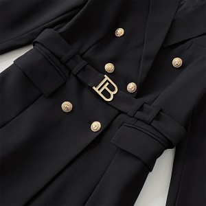 Real shot spot suit dress, women's new style waist cinched Hepburn style small black dress jacket