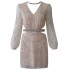 Temperament small fragrant style new fashionable V-neck waist exposed dress short dress 68210