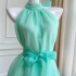 Spring/Summer New Fashionable Small Fresh Green Hanging Neck Off Shoulder Sexy Medium length Dress for Women 67947