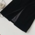 Real shot spot black velvet French V-neck slim fit dress for women