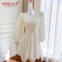 Early autumn new French lantern sleeve princess dress long sleeved sexy V-neck slim fit waist white dress for women 66033