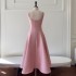 Elegant pink camisole mid length backless sexy little dress for women to wear in daily life, slim fit dress 68621