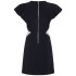 Autumn new black temperament pearl dress with ruffled edges and hollow waist, small black skirt 66992