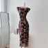 Real time stock retro cheongsam improved hip hugging dress fishtail skirt mid length skirt