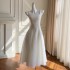 White camisole dress with gentle temperament, white dress, French socialite style, slim fit, waist cinched, sleeveless long dress 68462