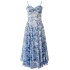 Summer new style camisole blue small dress mid length dress vacation style 67916+66619