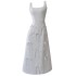 Three dimensional bow white dress French formal dress playful square collar slim fit and slimming camisole long dress 68344