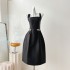 Real shot spot camisole small dress heavy industry rhinestone big swing A-line dress looks thin and small black dress for women