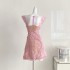 Real time spot new palace embroidery flower waist cinching sweet little dress dress dress short skirt for women