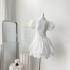 Real shot spot white embroidered bubble sleeve French dress princess dress dress