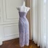 Summer new light purple camisole dress for dinner parties, mid length dress 67927