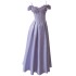 Purple shiny silk handmade nail flower suspender long dress summer vacation long dress 68400