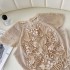 Real time spot lace embroidered dress for women, new French style elegant pleated mid length skirt