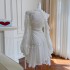 French retro palace style white light wedding dress for women, niche irregular pleated chiffon dress 68033