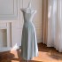 Light green dress for women in summer, Japanese style, gentle style, camisole dress, retro slimming, light and mature style, long skirt 68623