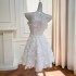 French socialite's new banquet, birthday party, white strapless dress, three-dimensional flower dress 68297