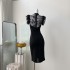 Real shot spot black lace dress sexy hip hugging skirt Roman cotton