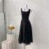 Real time spot black camisole dress for women, new mesh, fluffy fairy, high-end feeling, certified long skirt