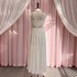 Summer New White Chiffon Beach Vacation Style Dress Long V-neck Strap Dress 68500