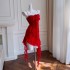 Yige Lira Summer New Product French Red Strap Dress Irregular Hem Daily Dress 68046