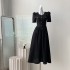 Real shot black Hepburn style dress in stock, women's mid to long style new dress, small black dress