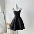 Real shot spot Hepburn style waist cinching slimming camisole dress for women's new slim fit with belt included