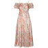 Summer New Style Lady Refreshing Chiffon Printed Flower Dress Beach Vacation Strap Skirt Length 67372