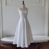 New Birthday Party White Bridal Satin Banquet Evening Dress Simple and Elegant Style Dress 68636