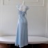 Summer new style small fresh temperament sky blue suspender dress slim fit and slimming long dress 68523