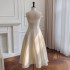 Summer New Style Rice White Strap Dress French Bridal Satin Party Dress 68624