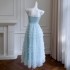 Socialite temperament, waist cinching and slimming cake skirt, fairy mesh long skirt, bow tie one-piece dress, dress 68593