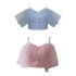 Yige Lira Summer New Product Pink and Blue Small Top, with a slim and stylish design for women's daily life