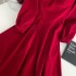 Real shot spot square neck velvet dress, French retro Hepburn style dress