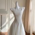 White camisole dress with gentle temperament, white dress, French socialite style, slim fit, waist cinched, sleeveless long dress 68462