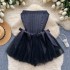 Birthday party small gift dress design sense bow tie tie waist cinching slimming sleeveless strapless mesh puffy dress