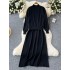 Korean Dongdaemun casual two-piece set for women, versatile, loose, medium to long knitted vest dress+cover sweater