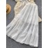 Fairy vacation set 2024 new sexy backless lace up hanging neck vest high waist big swing skirt two-piece set