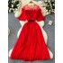 French retro elegant dress for women in summer, with mesh splicing, three-dimensional petals, waist cinching, slimming effect, pleated chiffon long dress