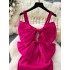 Birthday party party party small gift dress, European and American sexy hollow out three-dimensional big bow, waist cinching slimming suspender dress