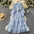 High end elegant dress for women 2024 new style palace style retro heavy industry hollow lace patchwork French dress