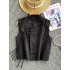 New Chinese style women's design sense, layered on top, vest with vest, buckle, tassel, sleeveless jacquard small camisole top