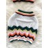 Beach vacation set for women, retro color blocked V-neck short knitted camisole vest+tight fitting hip hugging skirt