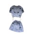 Pure Desire Wind Set Women's Summer Casual Versatile Three Dimensional Bow Drawstring Waist Short T-shirt+High Waist Skirt