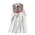 Palace style dress set for women's early autumn new style French retro lantern sleeve shirt skirt+jacquard vest