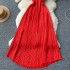 Sexy vacation style dress, summer outfit, new French high-end style, hanging neck strap, slimming and pleated strap long skirt