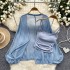 Korean gentle suit women's lazy style versatile long sleeved knitted shawl jacket+camisole vest temperament two-piece set