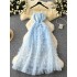 Gentle Wind Heavy Industry Embroidered Bead Set Diamond Strap Skirt Skirt for Women to Look Thin and Elegant Super Fairy Mesh Cake Dress